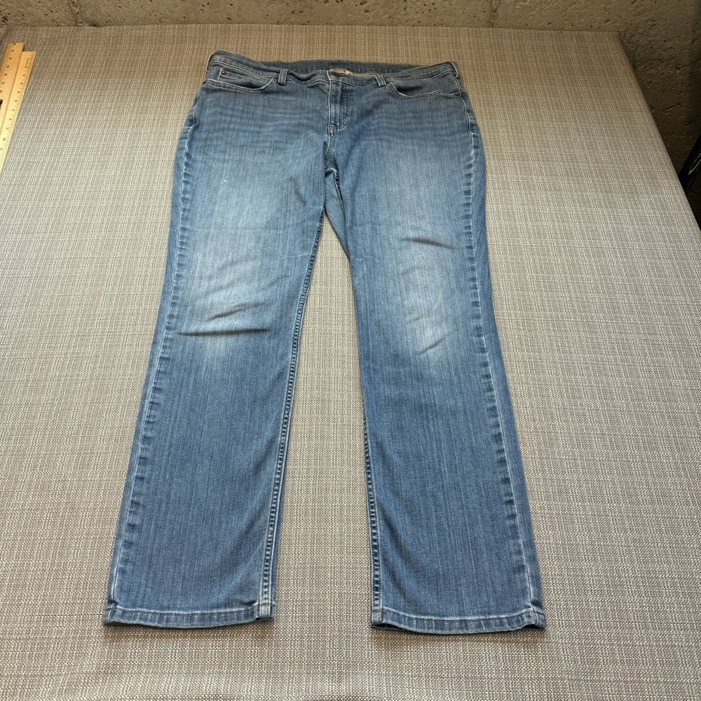 Duluth Trading Jeans Womens 16 Straight Leg Blue Denim Medium Wash *